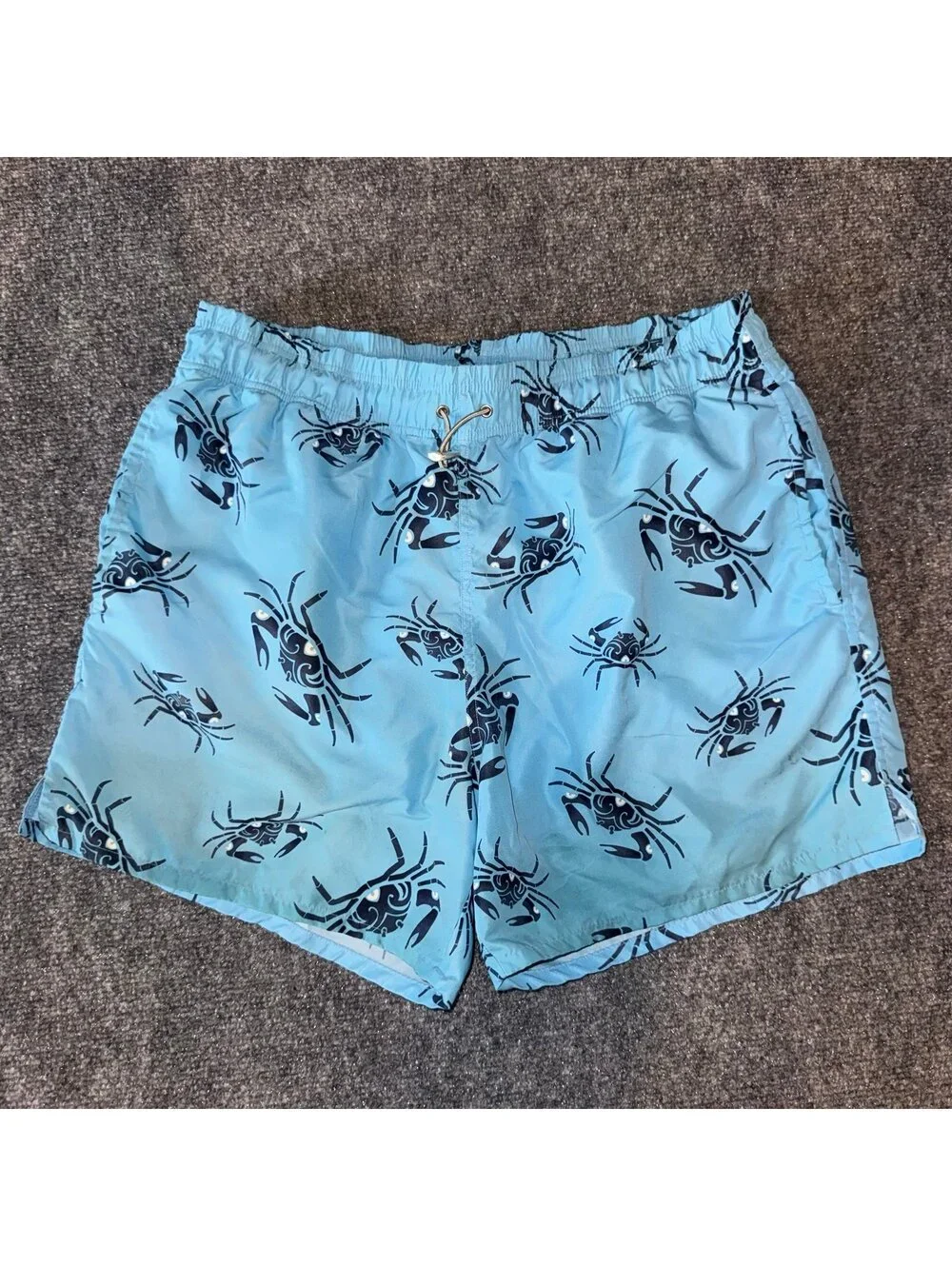 Zegna Sport Lined Blue Crab Print Swim Trunks Mens MD Vtg y2k 90s Rare